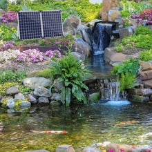 Load image into Gallery viewer, Kit complet de cascade solaire Biling pour bassin de jardin,cascade en acier inoxydable de 20 cm avec pompe de 2100 l/h pour mur d'eau de terrasse de jardin