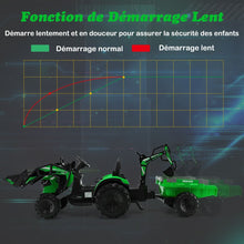 Load image into Gallery viewer, Tracteur Electrique 12 V pour Enfants 3-5 km/h Tlcommande MP3 USB Vert/Jaune -