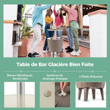 Load image into Gallery viewer, Table Glacire 37L pour Jardin 3 en 1 avec Plateau Tlescopique Seau  Glace d'Extrieur pour Cocktails Bire 脴48x58/83cm Marron+Blanc -