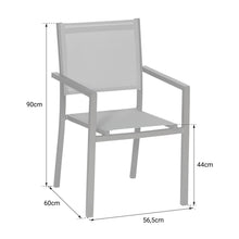 Load image into Gallery viewer, Lot de 8 chaises en aluminium anthracite - textilne gris -