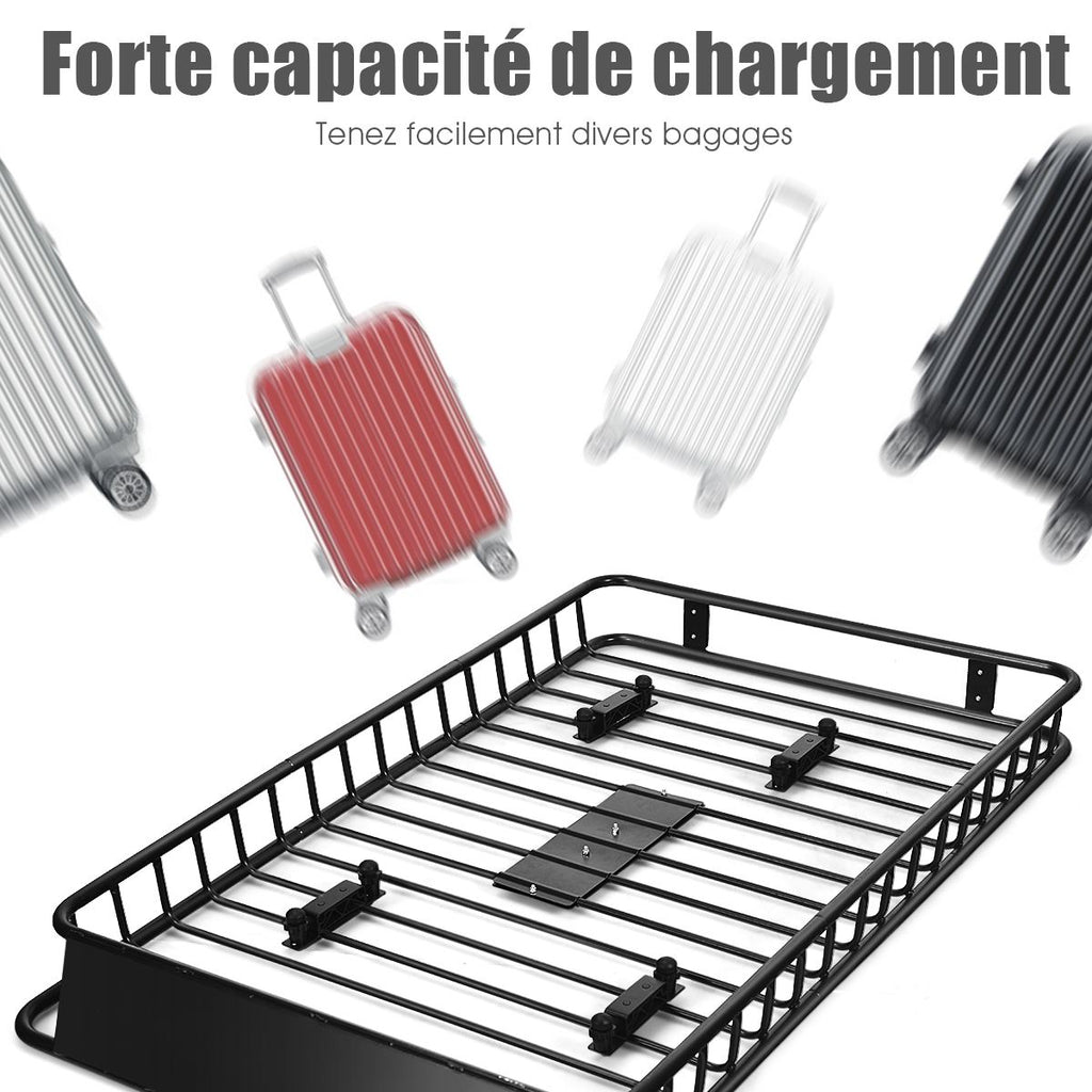 Porte-Bagages de Toit Universel 162 CM avec Capacité de 68 KG Galerie de Toit pour le Voyage et le Rangement Noir -