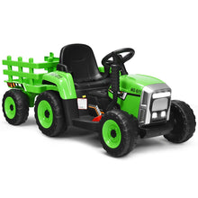 Load image into Gallery viewer, Tracteur Electrique avec Remorque pour Enfants 3 Vitesses Lumières LED Fonctions o USB et Bluetooth Jaune/Rose/Rouge/Vert/Vert Foncé/Noir -