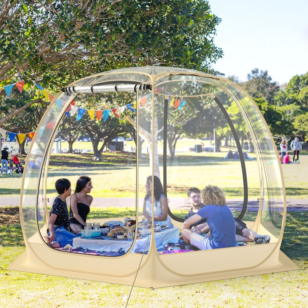 Tente Bulle  Ouverture Instantane pour 6  10 Personnes Tente D么me d'Extrieur 328 x 328 cm Rsistante Aux Intempries Transparent -