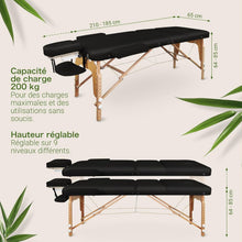 Load image into Gallery viewer, MASSUNDA All INKL Chaise de Massage Pliante et réglable en Hauteur – Table de Massage Mobile en Bois Massif avec Housse en éponge, accoudoirs et dossiers, appuie-tête Ergonomique (Noir)