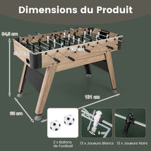 Load image into Gallery viewer, Table de Baby-Foot de 138 cm Table de Jeu de Football d'Arcade 2 Ballons 26 Joueurs 2 Marqueurs de Score Pieds Réglables -
