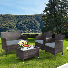 Load image into Gallery viewer, Salon de Jardin 4 PCS Mobilier de Terrasse en Rotin PE pour Vranda Patio Terrasse Piscine Marron et Gris -