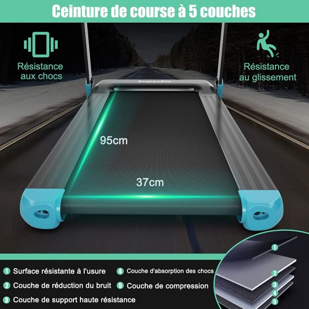 Tapis de course electrique tapis de fitness pliable pour maison avec application de contrle bleu 20_0009499 -