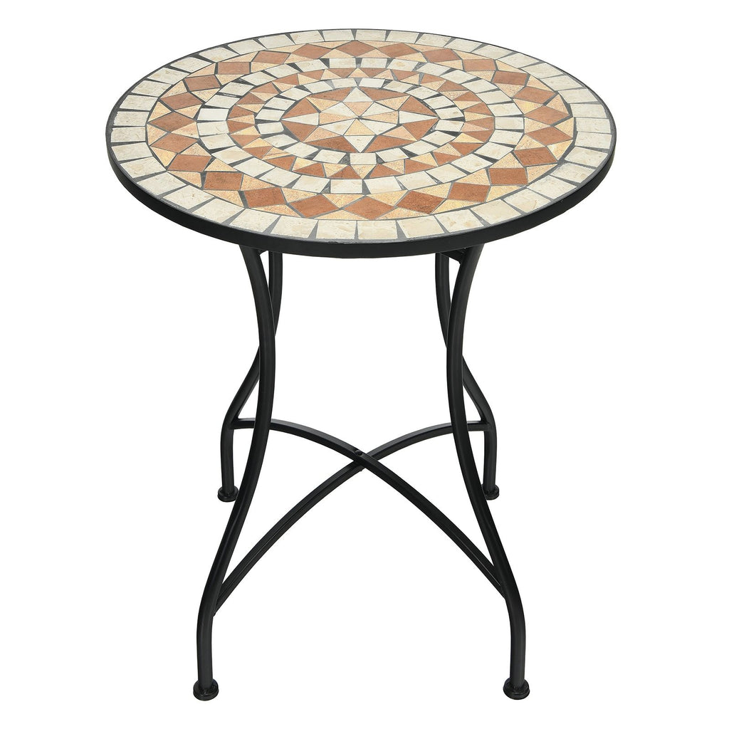 Table de Jardin Style Mosaïque Cadre en Fer et Revêtement Antirouille pour 60 x 60 x 72 CM -