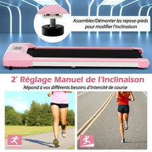 Load image into Gallery viewer, Tapis de Course Mince Tapis de Jogging avec Capacit de 120 Kg Tlcommande et cran Led Inclinable  Roulettes Tapis de Course  Glisser Gris/Noir/Rose -
