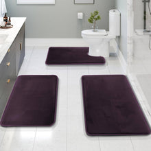 Load image into Gallery viewer, Clara Clark Non Slip Memory Foam Tub-Shower Bath Rug Set, Dark Purple, Pack of 3