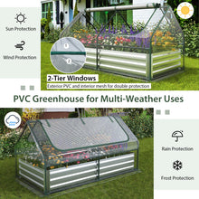 Load image into Gallery viewer, 6FT x 3FT x 3FT Galvanized Bottomless Raised Garden Bed with Greenhouse, Dual 2-Tier Roll-Up Windows, Easy Venting &amp; Watering